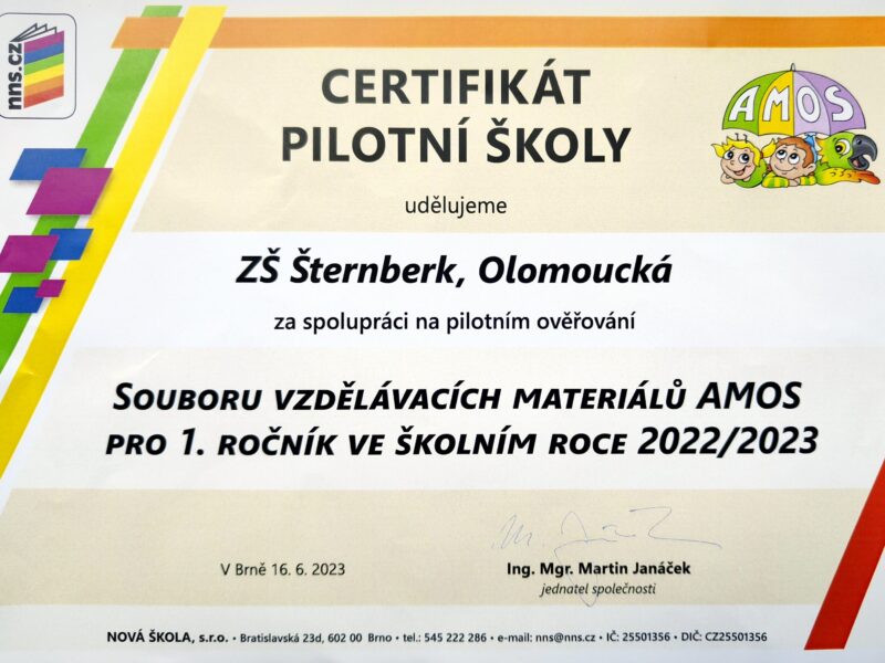 Certifikát pilotní školy