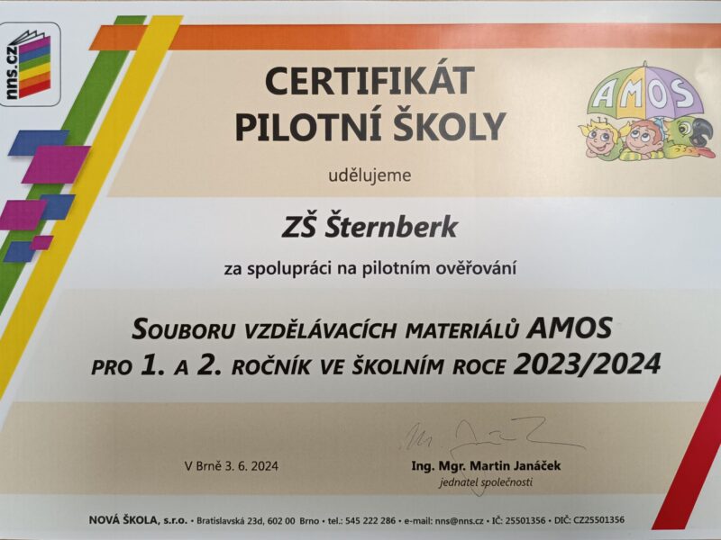 Certifikát AMOS