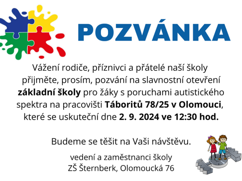 Pozvánka - otevření školy